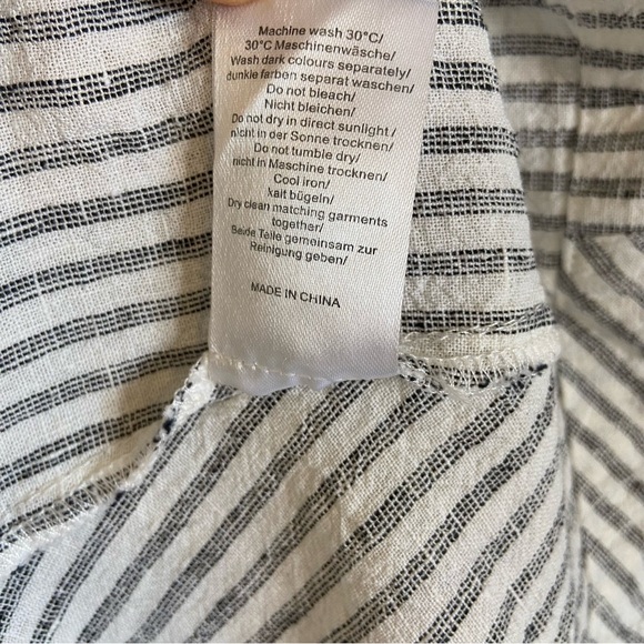 Poetry Shirt Dress Striped Linen 3/4 Sleeve Pockets Lagenlook Granola 16 - Picture 5 of 11